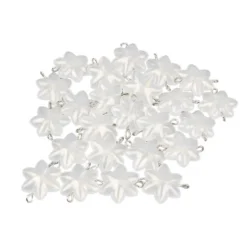 Acryl-Anhänger mit Kettelstift, Blüte 1, 1,7cm x 0,7cm x 1,5cm, transluzent weiß, 25 Stück