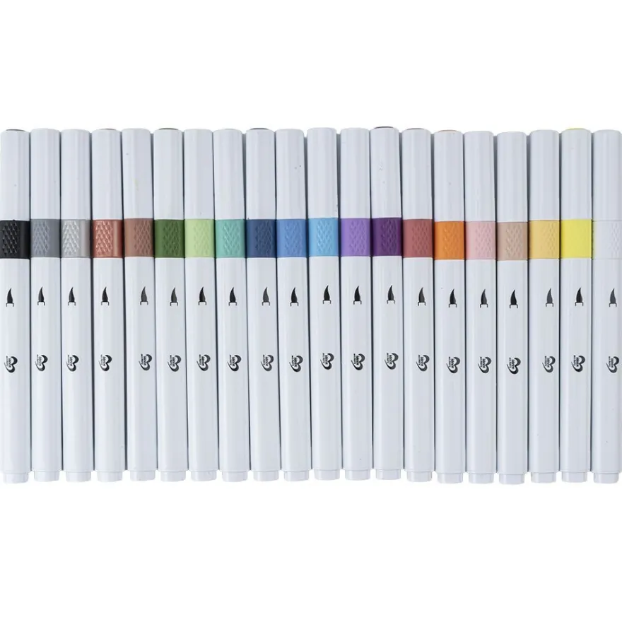 Acryl-Brush-Marker mit weicher Pinselspitze, Sortierung 2, 20 Farben, 20 Stück