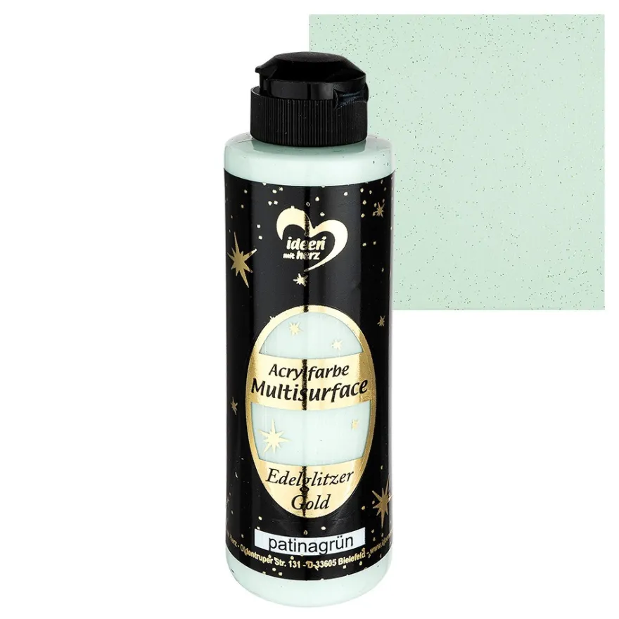 Acrylfarbe "Multisurface", Edelglitzer Gold, patinagrün, 180ml