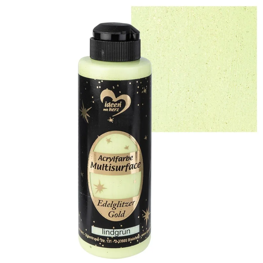 Acrylfarbe "Multisurface", Edelglitzer Gold, lindgrün, 180ml