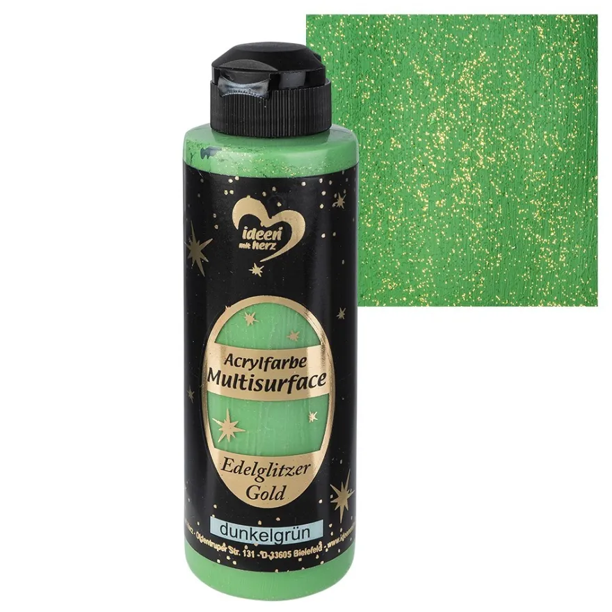 Acrylfarbe "Multisurface", Edelglitzer Gold, dunkelgrün, 180ml
