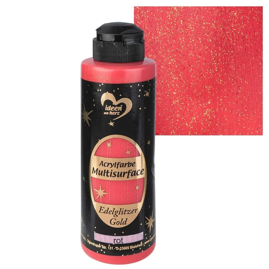 Acrylfarbe "Multisurface", Edelglitzer Gold, rot, 180ml