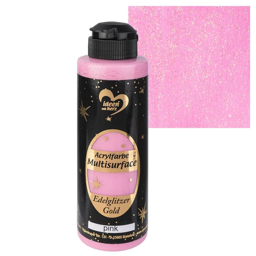 Acrylfarbe "Multisurface", Edelglitzer Gold, pink, 180ml