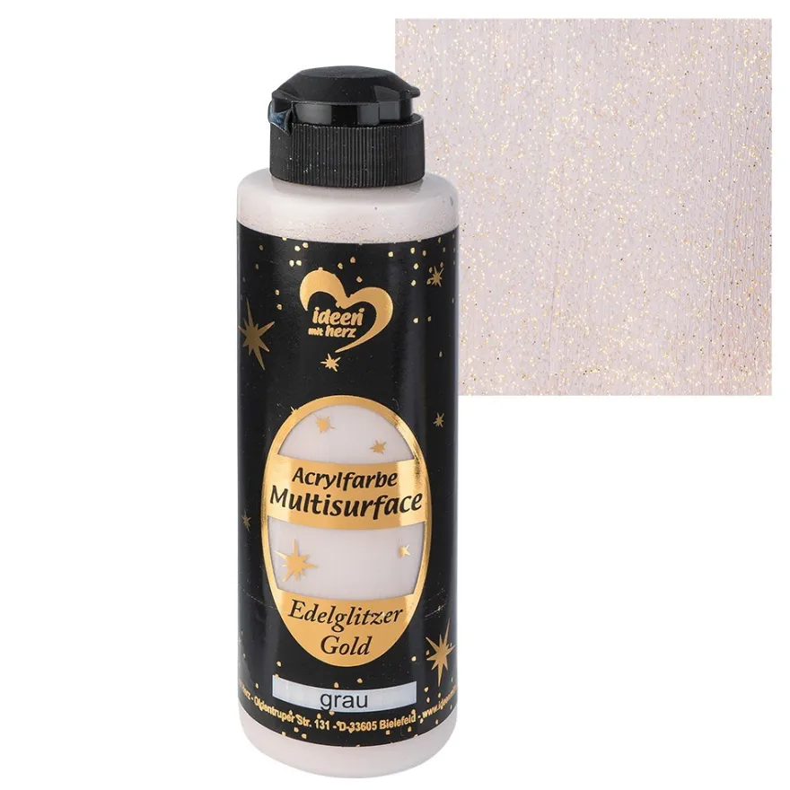Acrylfarbe "Multisurface", Edelglitzer Gold, grau, 180ml