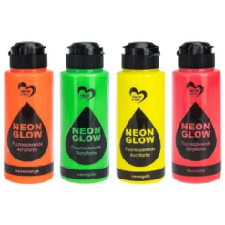 Acrylfarben "NeonGlow", fluoreszierend, 4x 120ml, 4 Farben