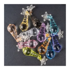 Acrylglas-Anhänger mit Perlenkappe, Design 6, 5,5cm x 1,5cm, 11 verschiedene Farben, 20 Stück
