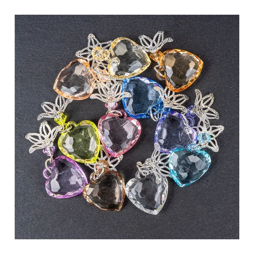 Acrylglas-Anhänger mit Perlenkappe, Design 1, 3,9cm x 2cm, 11 verschiedene Farben, 20 Stück