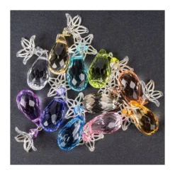 Acrylglas-Anhänger mit Perlenkappe, Design 5, 3,8cm x 1,3cm, 11 verschiedene Farben, 20 Stück