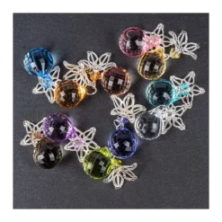 Acrylglas-Anhänger mit Perlenkappe, Design 3, 3,2cm x 1,4cm, 11 verschiedene Farben, 20 Stück