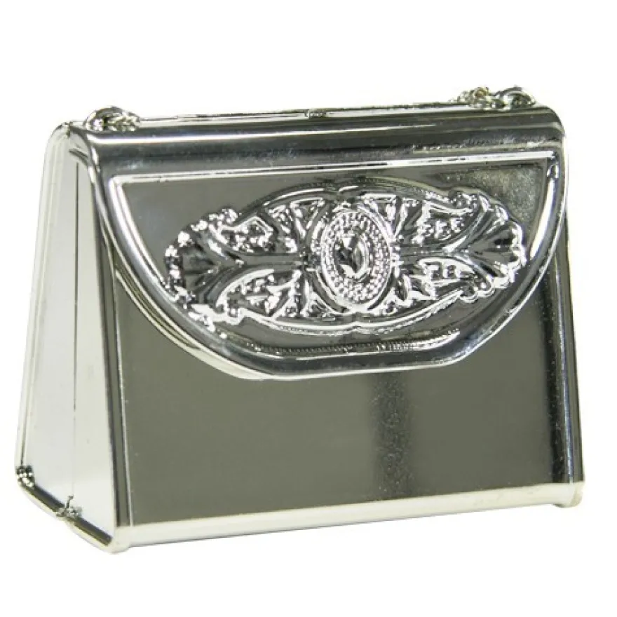 Acryl-Handtasche, opak, 7 x 3,7 x 5,5 cm, silber