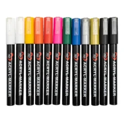 Acryl-Marker, mit Pump-Ventilsystem, 10 Farben, 3mm Strichstärke, 12 Stück