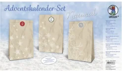 Adventskalender-Set "Natural", 24 Geschenktüten, 12cm x 19cm x 6cm, Stickerbogen mit Zahlen