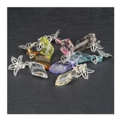 Anhänger mit Perlenkappe, Design 3, 3,9cm x 1,3cm, facettiert, 8 verschiedene Farben, 20 Stück