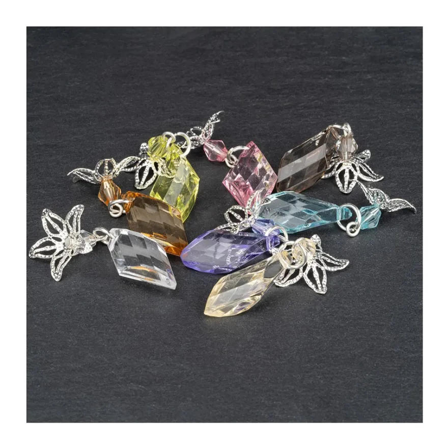 Anhänger mit Perlenkappe, Design 3, 3,9cm x 1,3cm, facettiert, 8 verschiedene Farben, 20 Stück