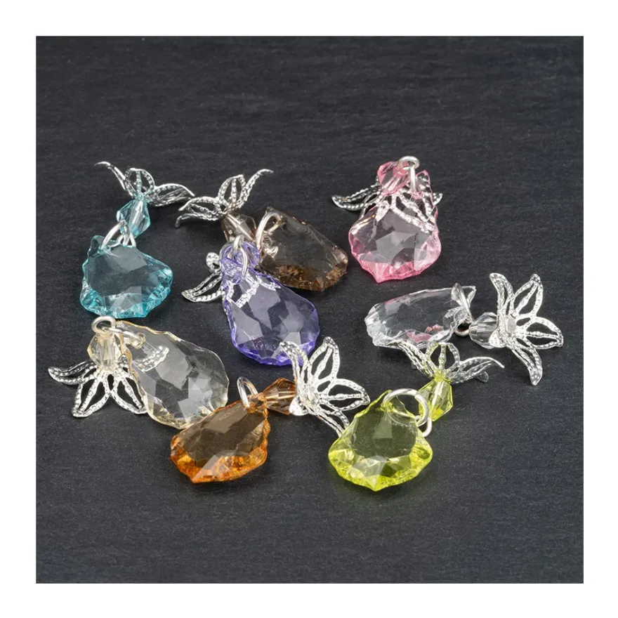 Anhänger mit Perlenkappe, Design 2, 3,6cm x 1,5cm, facettiert, 8 verschiedene Farben, 20 Stück