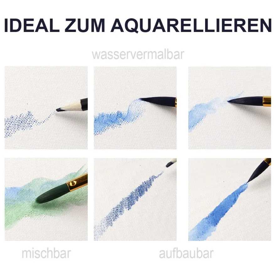 Aquarell-Stifte mit Pinsel 2 in 1, verschiedene Farben, 12 Stück