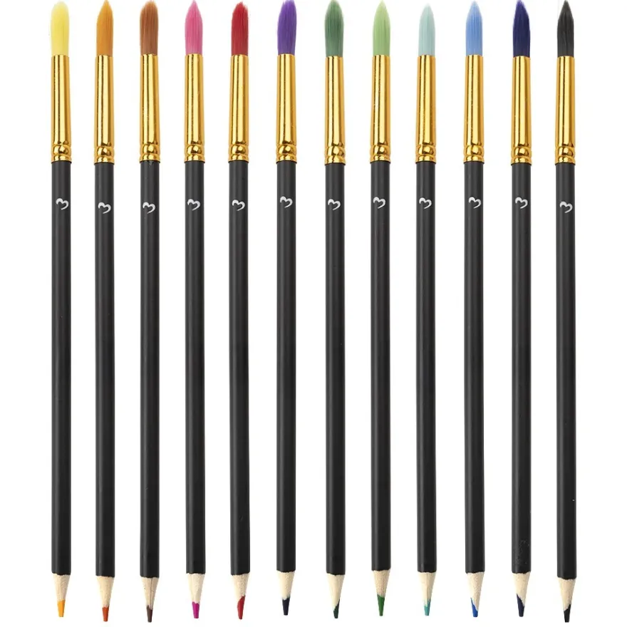 Aquarell-Stifte mit Pinsel 2 in 1, verschiedene Farben, 12 Stück