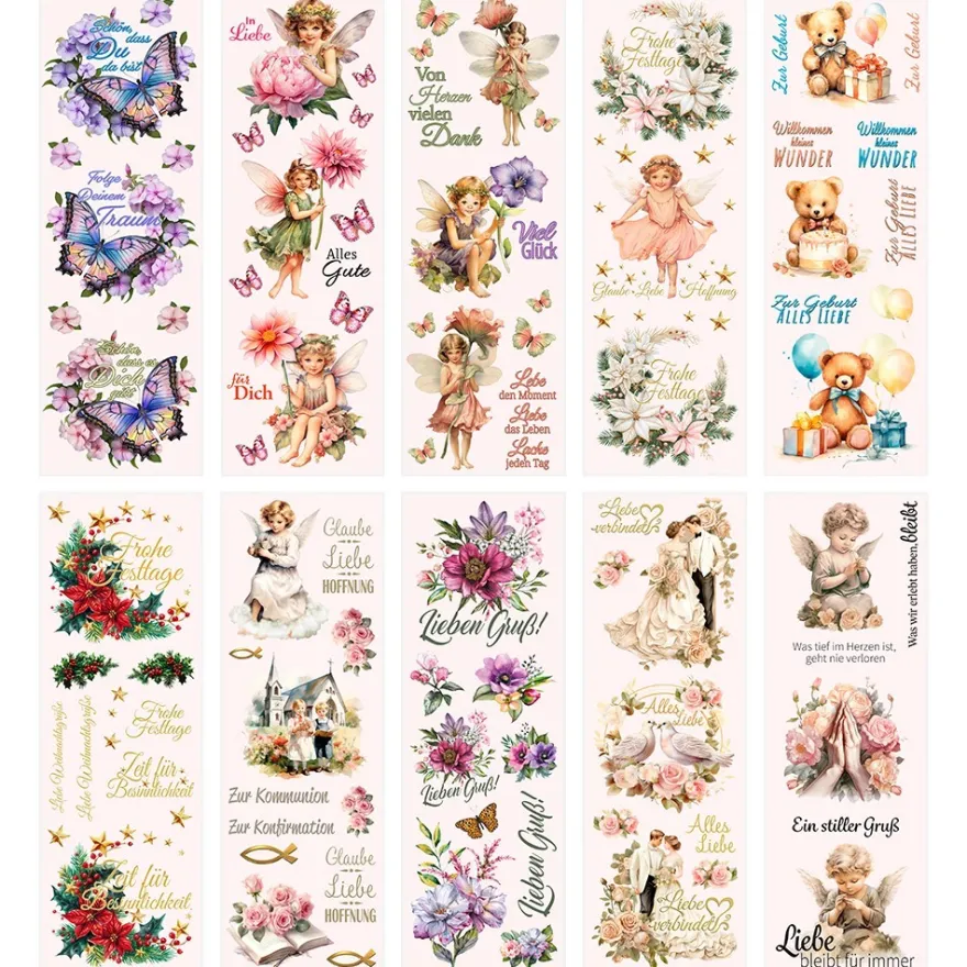 Aqua-Transfers Deluxe, Anlässe und Wünsche, 10cm x 30cm, farbig, 10 Bogen