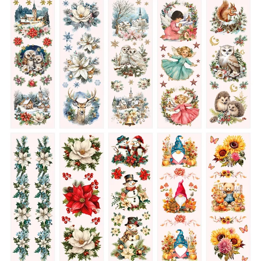 Aqua-Transfers Deluxe, Herbst- und Winterzeit, 10cm x 30cm, farbig, 10 Bogen