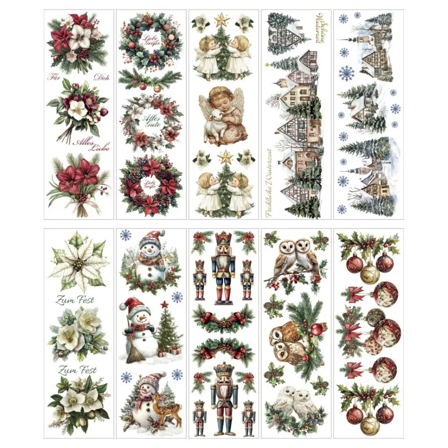Aqua-Transfers Deluxe, Winterzeit & Wünsche, 10cm x 30cm, farbig, 10 Bogen
