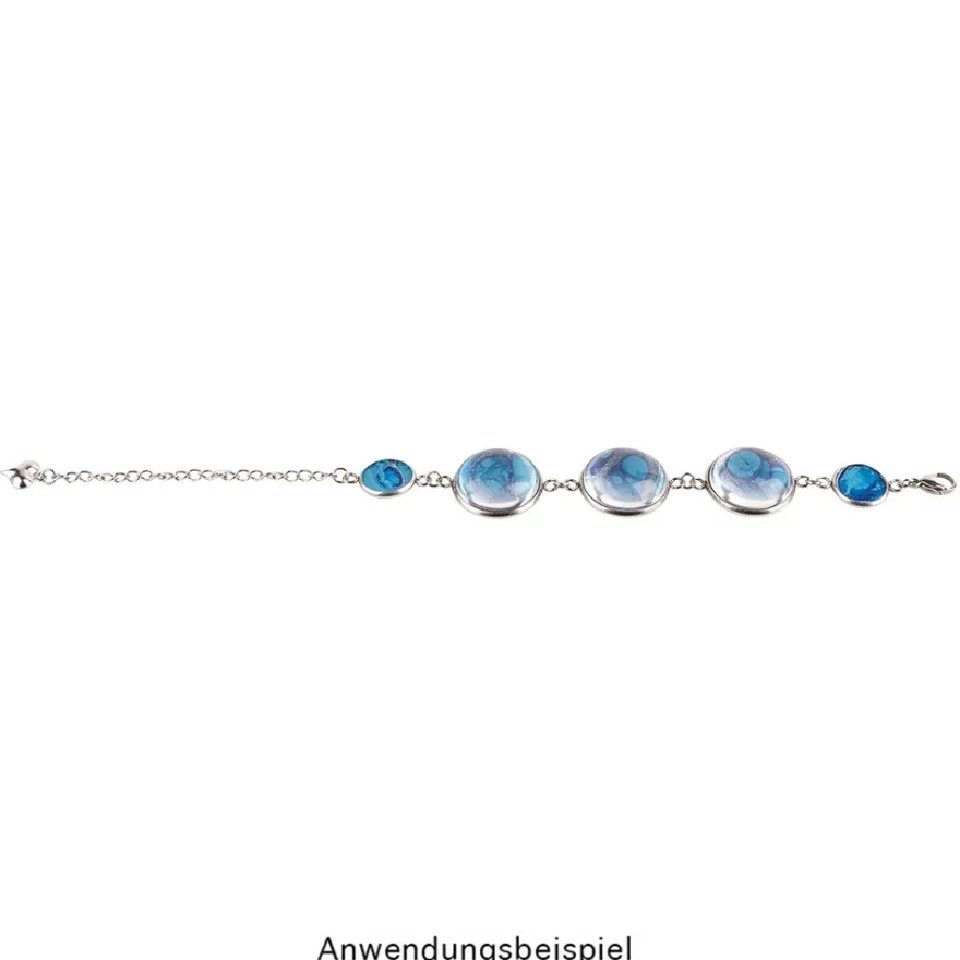 Armband mit 5 Fassungen, 21,5 cm lang, Fassungen in 2 verschiedenen Größen, silber