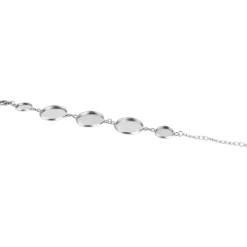 Armband mit 5 Fassungen, 21,5 cm lang, Fassungen in 2 verschiedenen Größen, silber