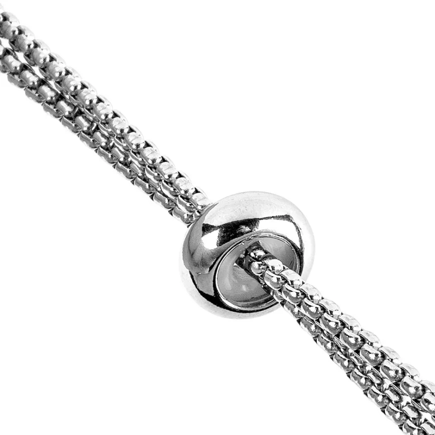Armband mit Schiebeverschluss, 12cm lang, Edelstahl, silber