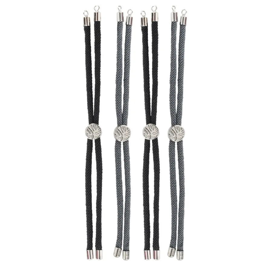 Armbänder mit Schiebeverschlüssen, 12cm lang, Ø 3mm, 2x silbergrau, 2x schwarz