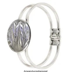 Armreif mit Fassung, Design 2, Fassung: Ø 30mm, Armreif: 6,5cm x 5cm, silber