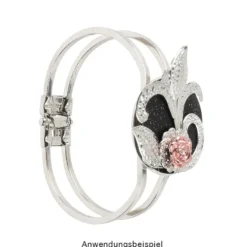 Armreif mit Fassung, Design 2, Fassung: Ø 30mm, Armreif: 6,5cm x 5cm, silber