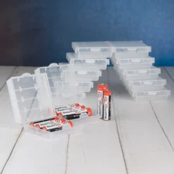 Aufbewahrungsboxen für Batterien, 6,6cm x 6,1cm x 1,8cm, 12 Stück