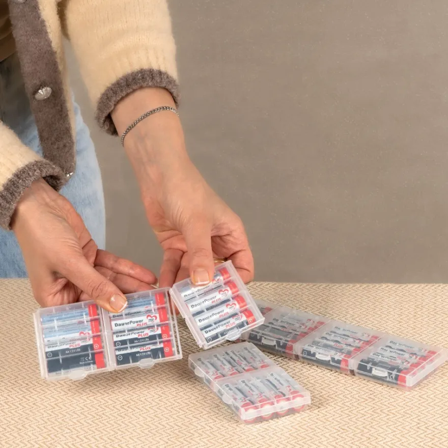 Aufbewahrungsboxen für Batterien, 6,6cm x 6,1cm x 1,8cm, 12 Stück