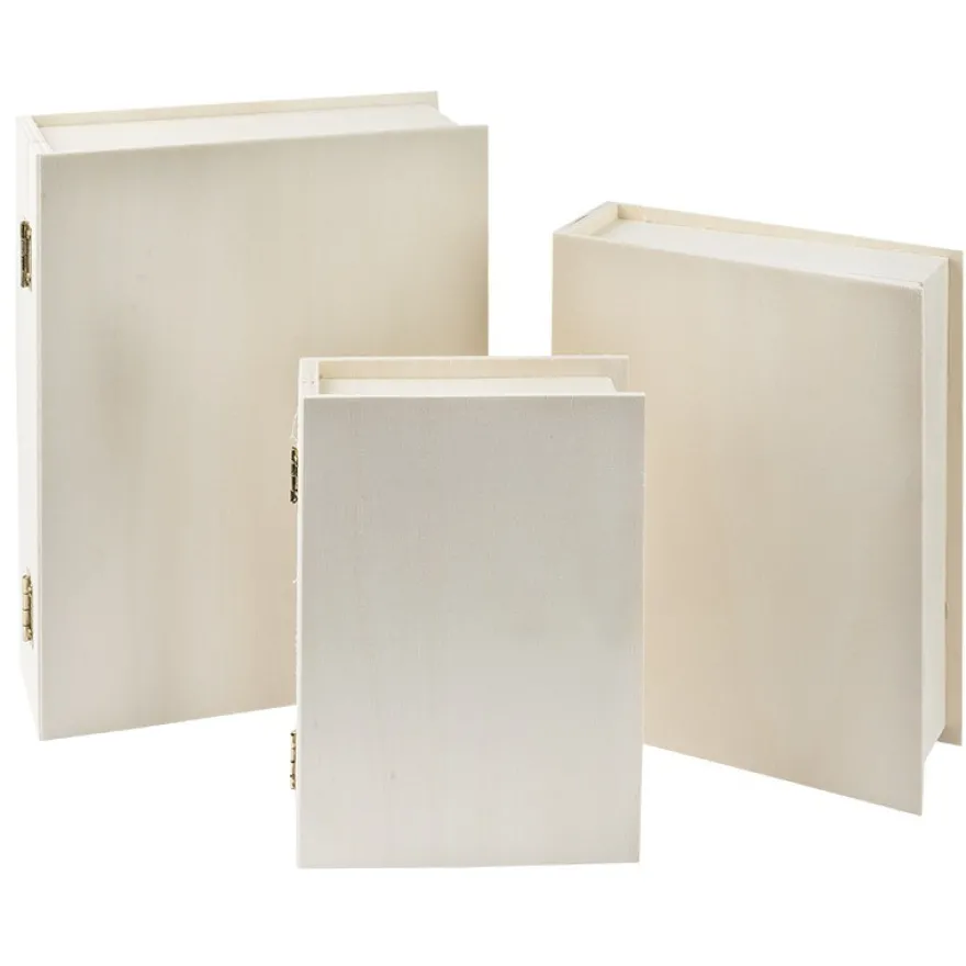 Aufbewahrungsboxen, Holz, Bücher, 3 verschiedene Größen, 3 Stück