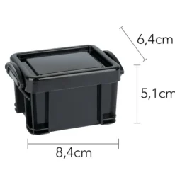 Aufbewahrungskisten mit Bügelverschluss, 8,4cm x 6,4cm x 5,1cm, schwarz, 3 Stück