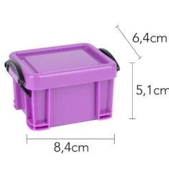 Aufbewahrungskisten mit Bügelverschluss, 8,4cm x 6,4cm x 5,1cm, violett, 3 Stück