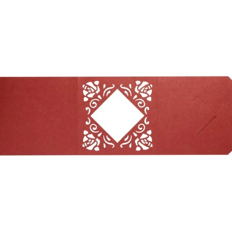 Aufstell-Grußkarten mit Stanz-Ornamentik, 14x14cm, rot, 10 Stück