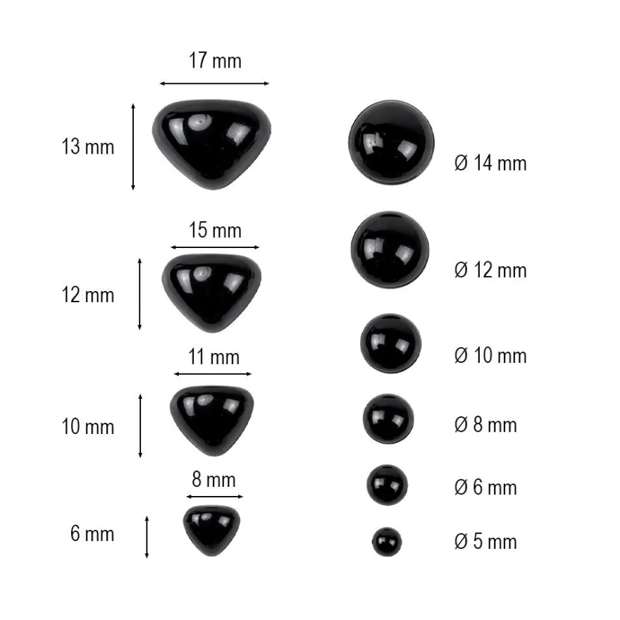 Augen & Nasen, in verschiedenen Größen, schwarz, 508 Stück
