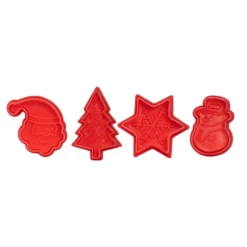 Ausstechformen inkl. Prägestempel, weihnachtliche Designs, 4 Stück