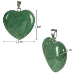 Aventurin-Herzanhänger, 2,5cm x 1cm x 2,4cm, mit silberfarbener Öse, 3 Stück