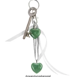 Aventurin-Herzanhänger, 2,5cm x 1cm x 2,4cm, mit silberfarbener Öse, 3 Stück