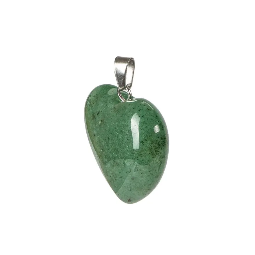 Aventurin-Herzanhänger, 2,5cm x 1cm x 2,4cm, mit silberfarbener Öse, 3 Stück
