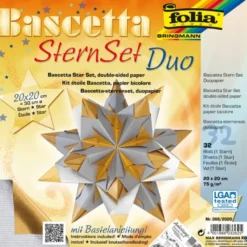 Bascetta Stern Set, DuoDesign, 15x15cm, 32 Blatt, gold/silber