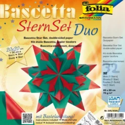 Bascetta Stern Set, DuoDesign, 15x15cm, 32 Blatt, rot/grün
