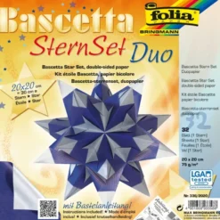 Bascetta Stern Set, DuoDesign, 20x20cm, 32 Blatt, silber/blau