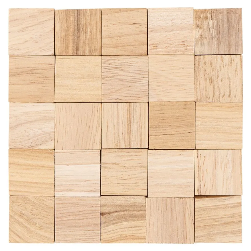 Bastelklötzchen, 2,3cm x 2,3cm x 0,8cm, glatt geschliffen, 50 Stück