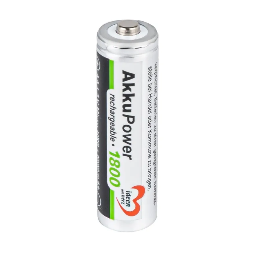 Batterien, AkkuPower, AA Mignon HR6, 1,2V, 1800 mAh, 4 Stück