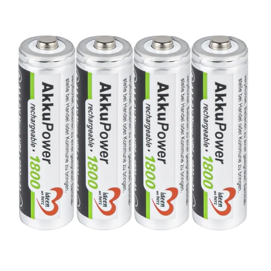 Batterien, AkkuPower, AA Mignon HR6, 1,2V, 1800 mAh, 4 Stück