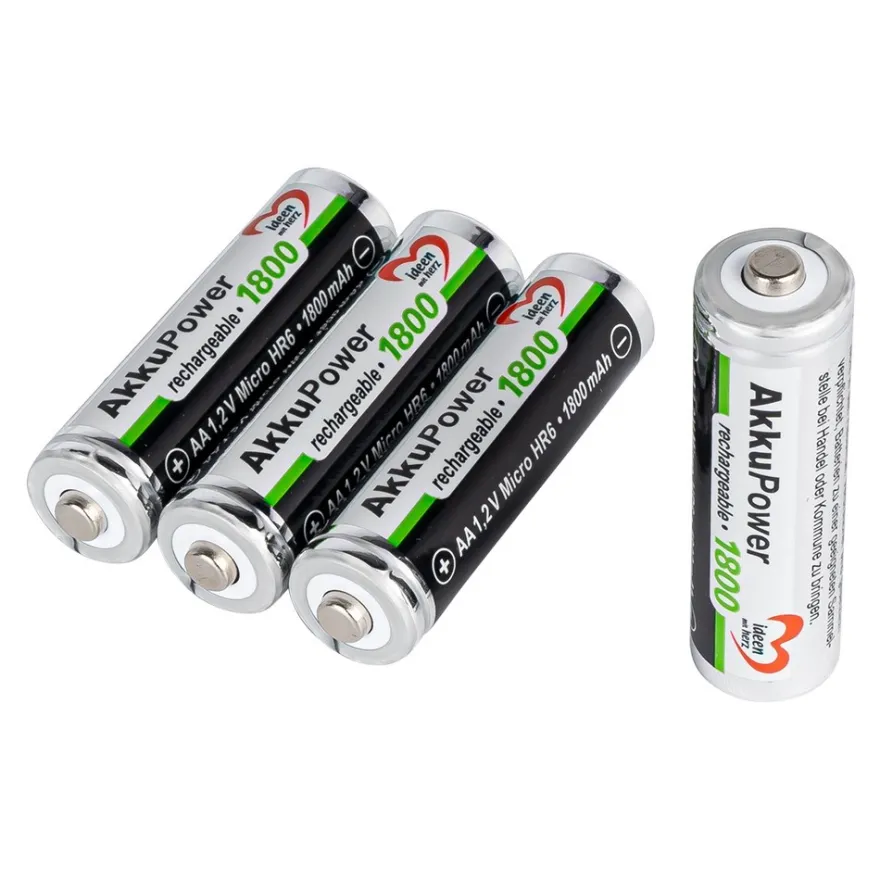 Batterien, AkkuPower, AA Mignon HR6, 1,2V, 1800 mAh, 4 Stück
