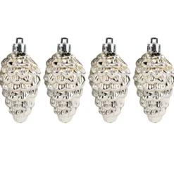 Baumschmuck, Relief-Tannenzapfen, 3,1cm x 6,8cm, matt hellgold, 4 Stück