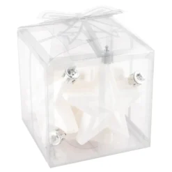 Baumschmuck, Sterne, 6cm x 2,8cm x 7,5cm, weiß, zum Aufhängen, 6 Stück